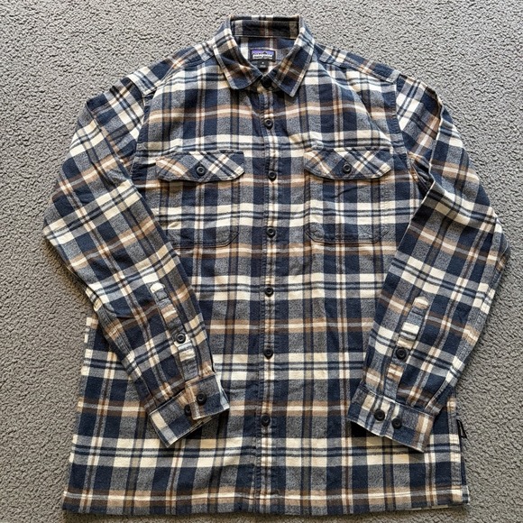 Patagonia Other - Patagonia Shirt Blue Plaid Fjord Flannel Organic Cotton Hiking Outdoors Medium